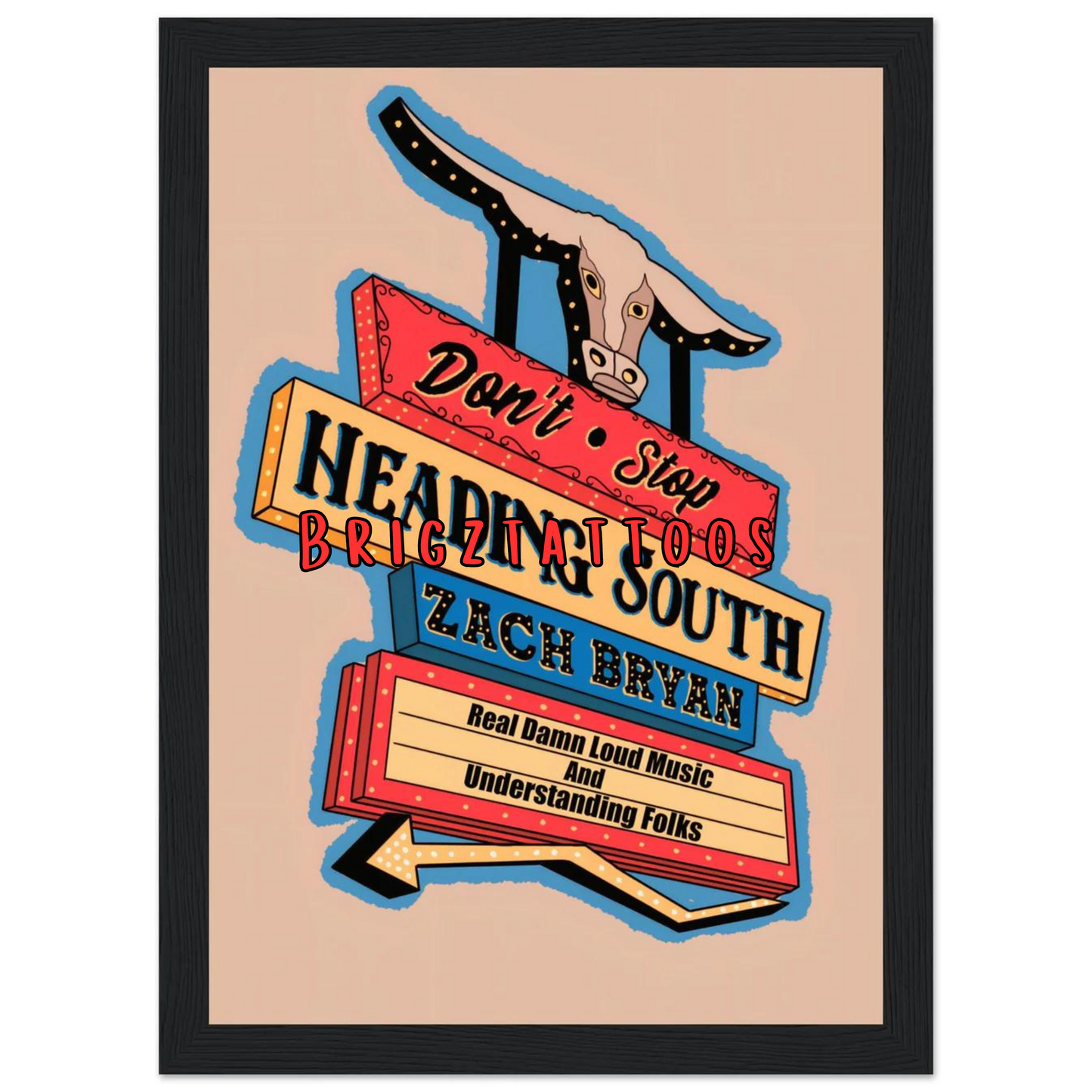 Zach Bryan Inspired Heading South Graphic Print