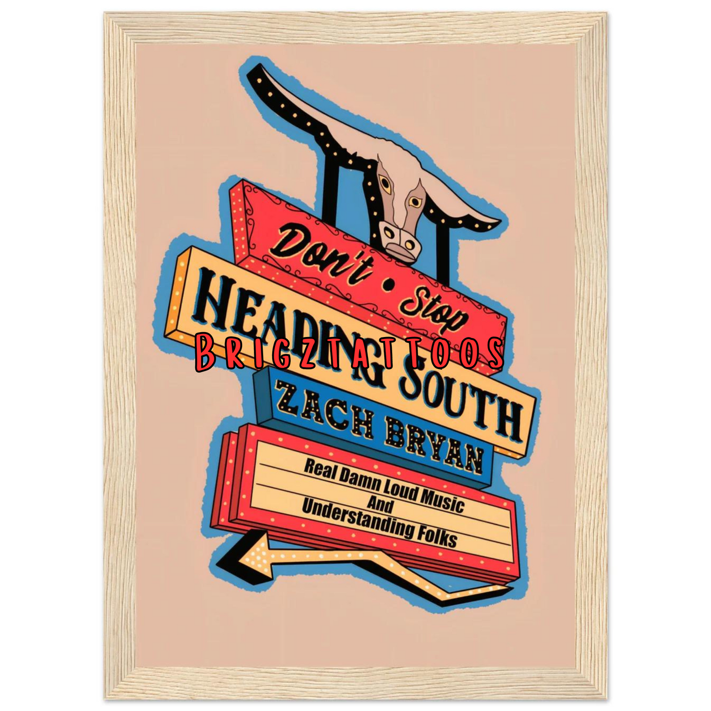 Zach Bryan Inspired Heading South Graphic Print