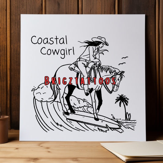 Coastal Cowgirl Riding Horse Tattoo Idea