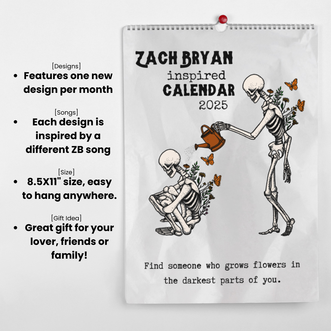 Zach Bryan Inspired Wall calendar 2025