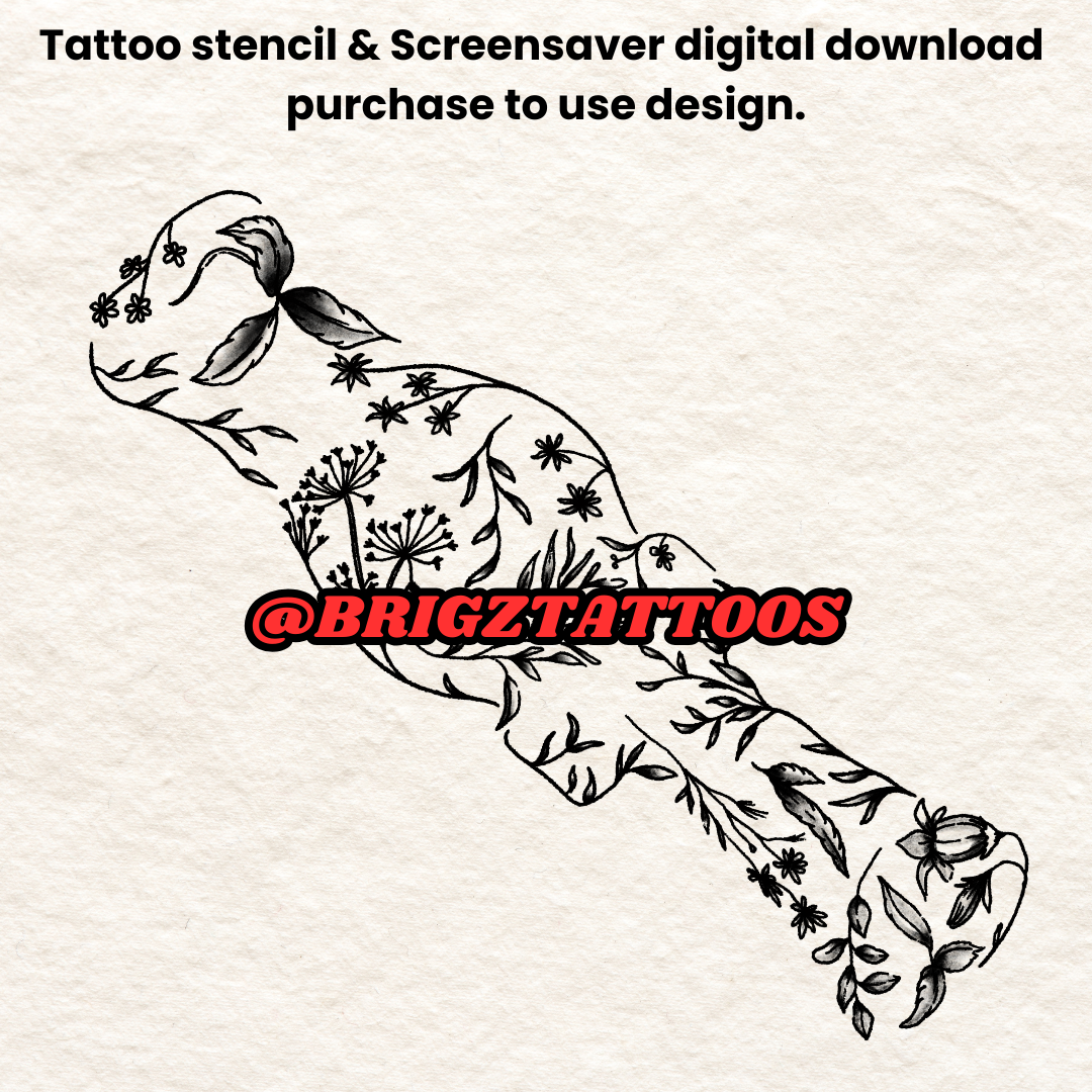 Floral Duck Call Tattoo Stencil and Screensaver For Women Hunters