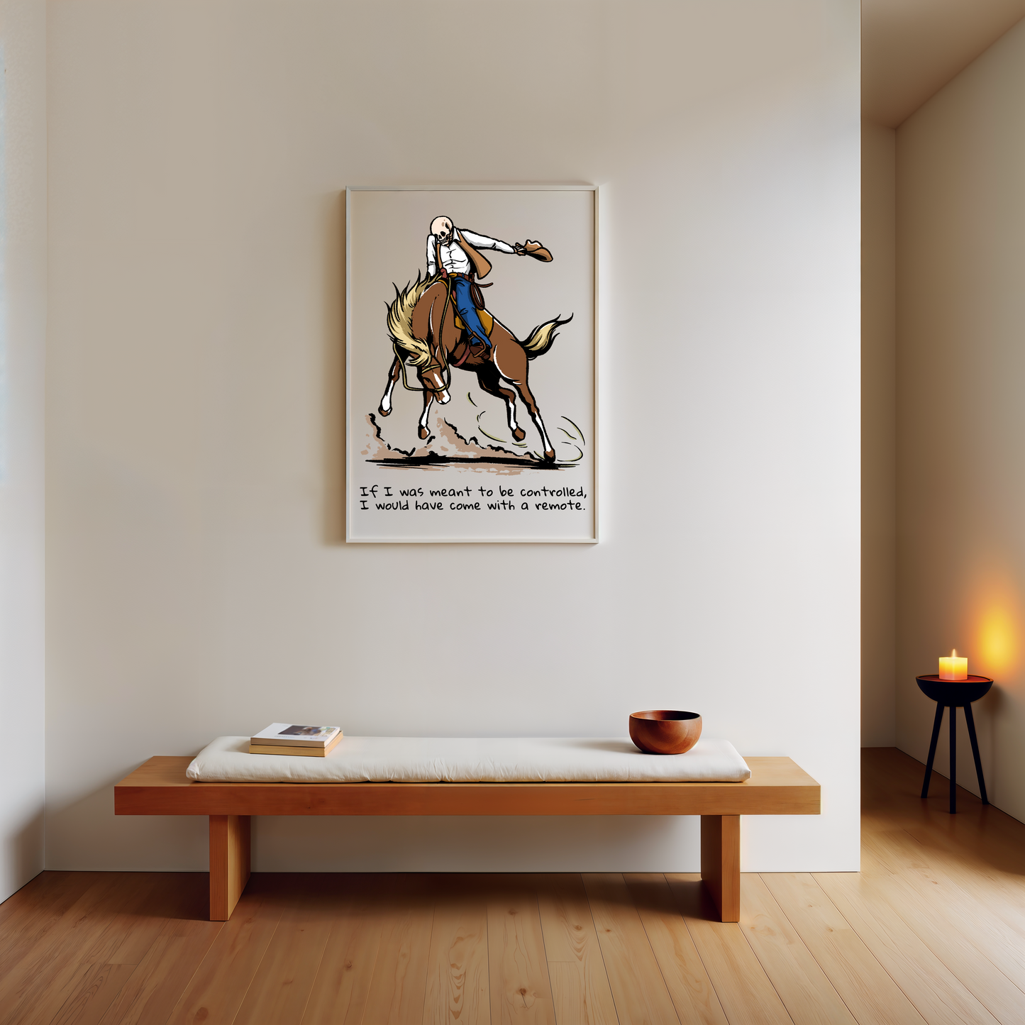 Skeleton Cowboy Riding Bucking Bronco Print