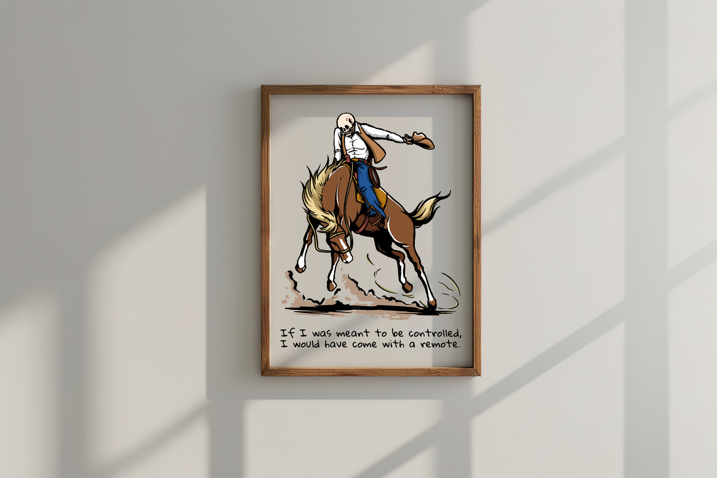 Skeleton Cowboy Riding Bucking Bronco Print