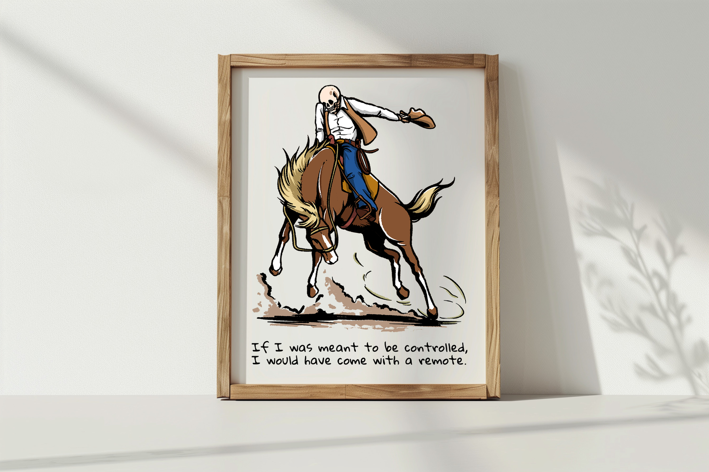 Skeleton Cowboy Riding Bucking Bronco Print