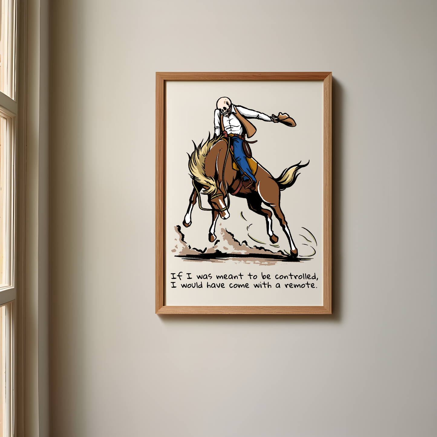 Skeleton Cowboy Riding Bucking Bronco Print