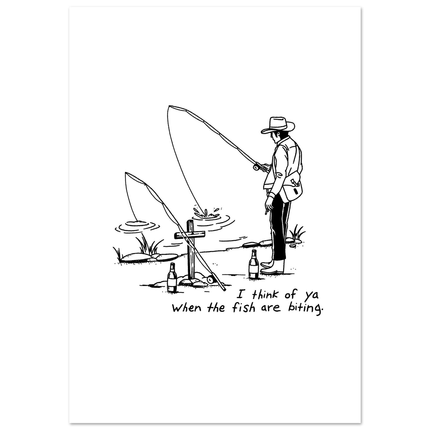 Cowboy Fishing Print Dearly Departed Wall Art