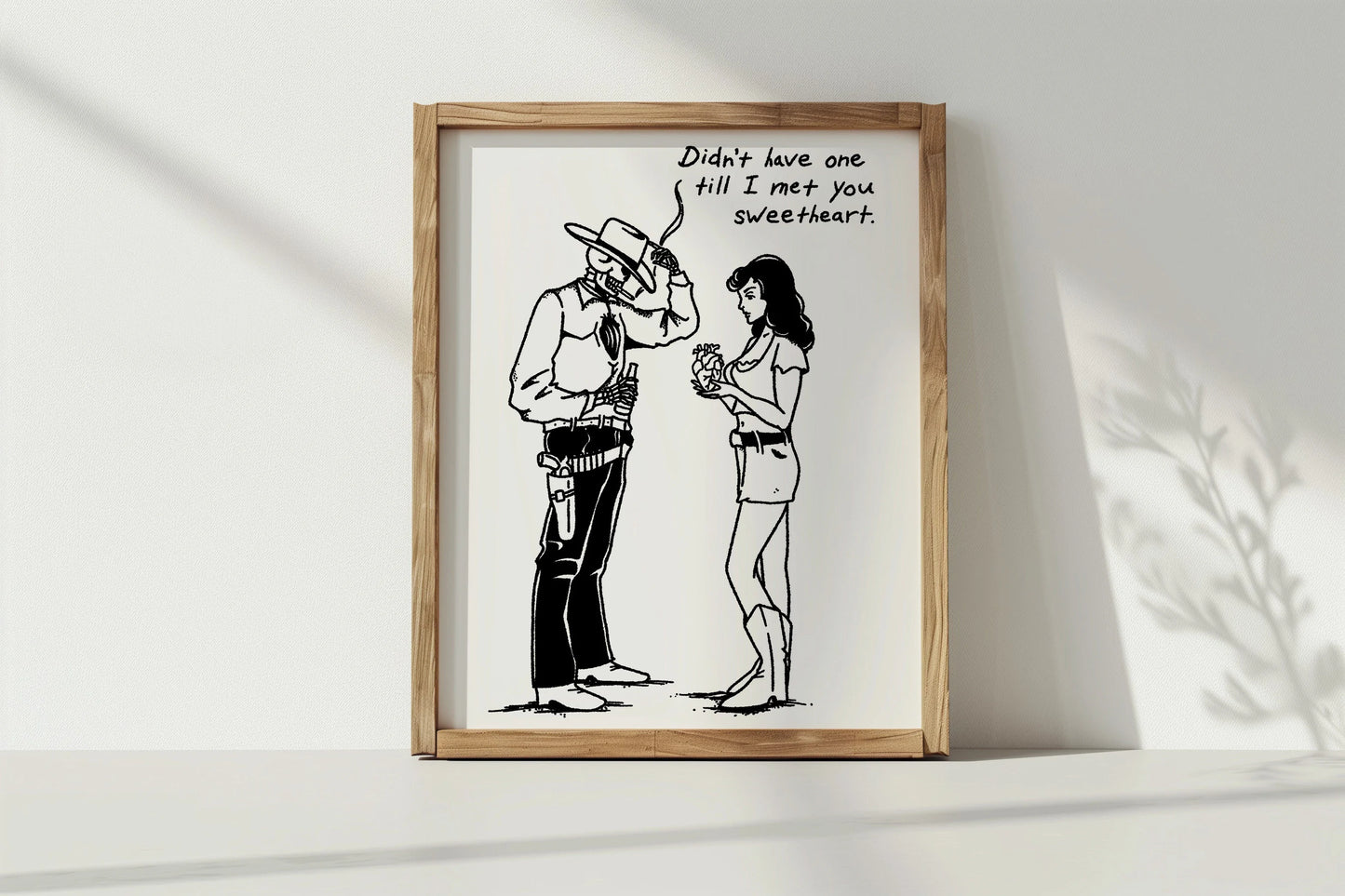 Skeleton Cowboy Wall Art and His Sweetheart Print