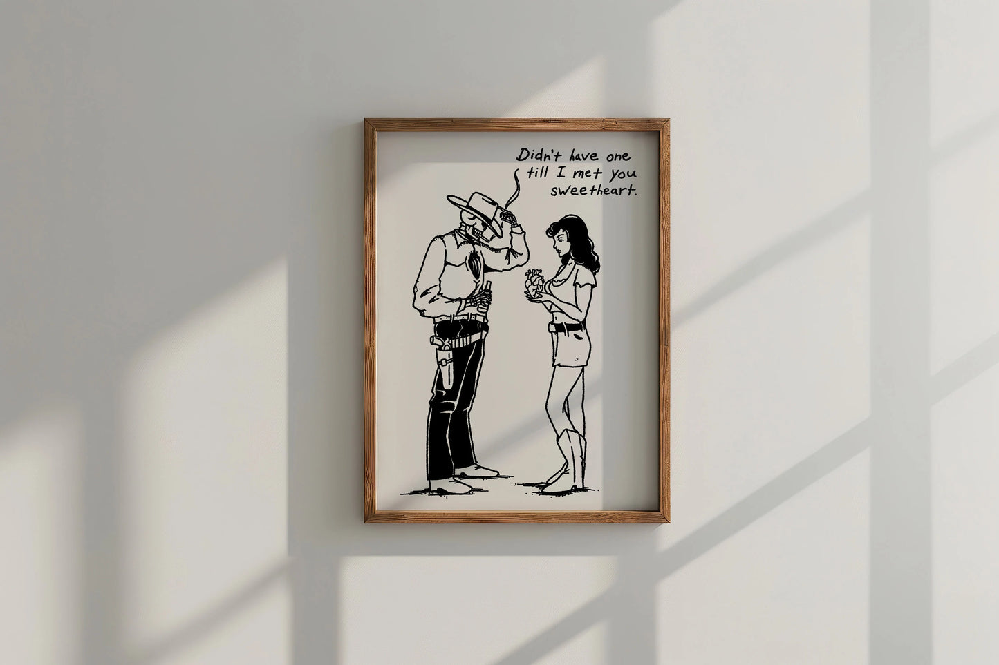 Skeleton Cowboy Wall Art and His Sweetheart Print