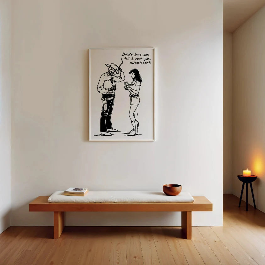 Skeleton Cowboy Wall Art and His Sweetheart Print