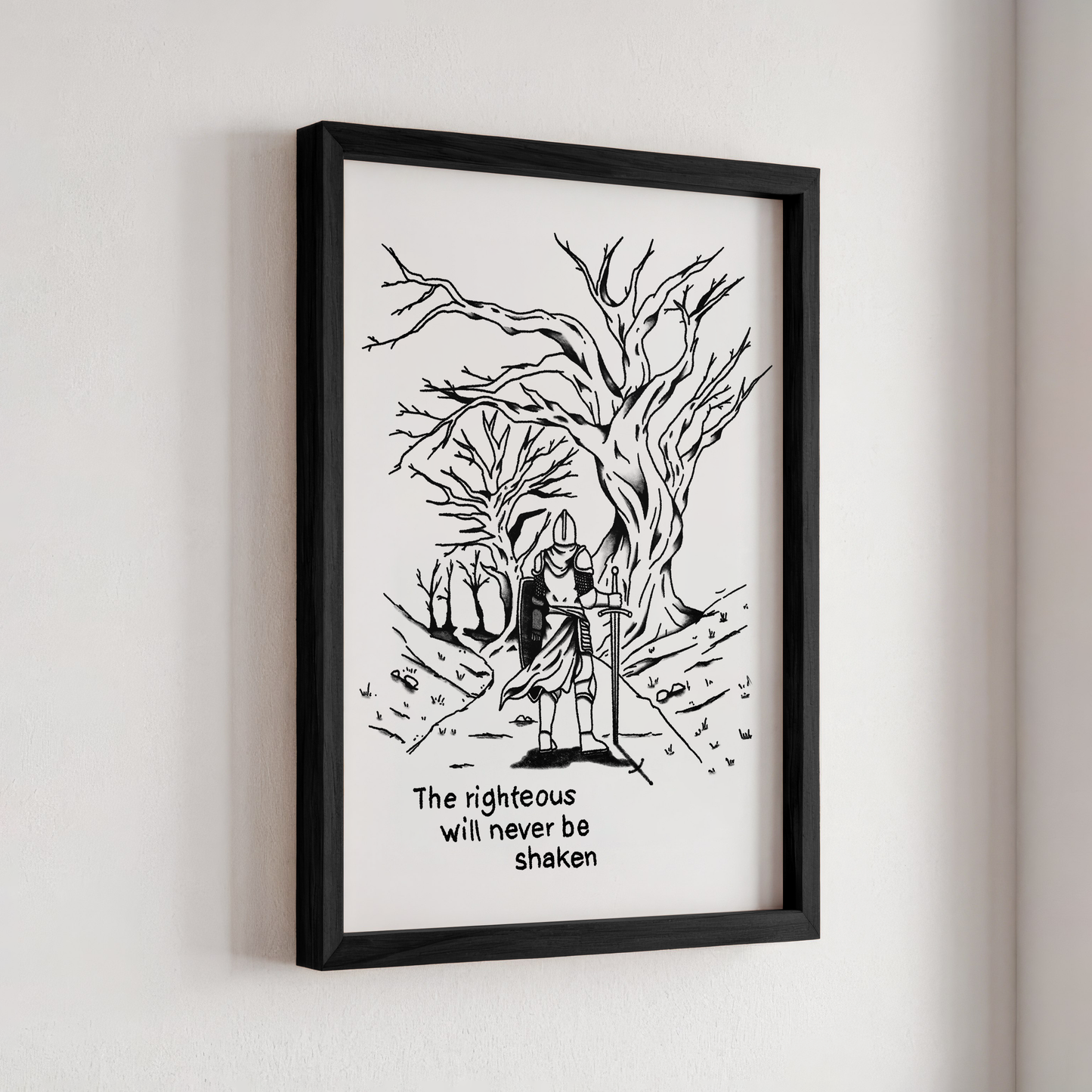 Proverbs 10:30 Wall Art Knight and Dark Forest