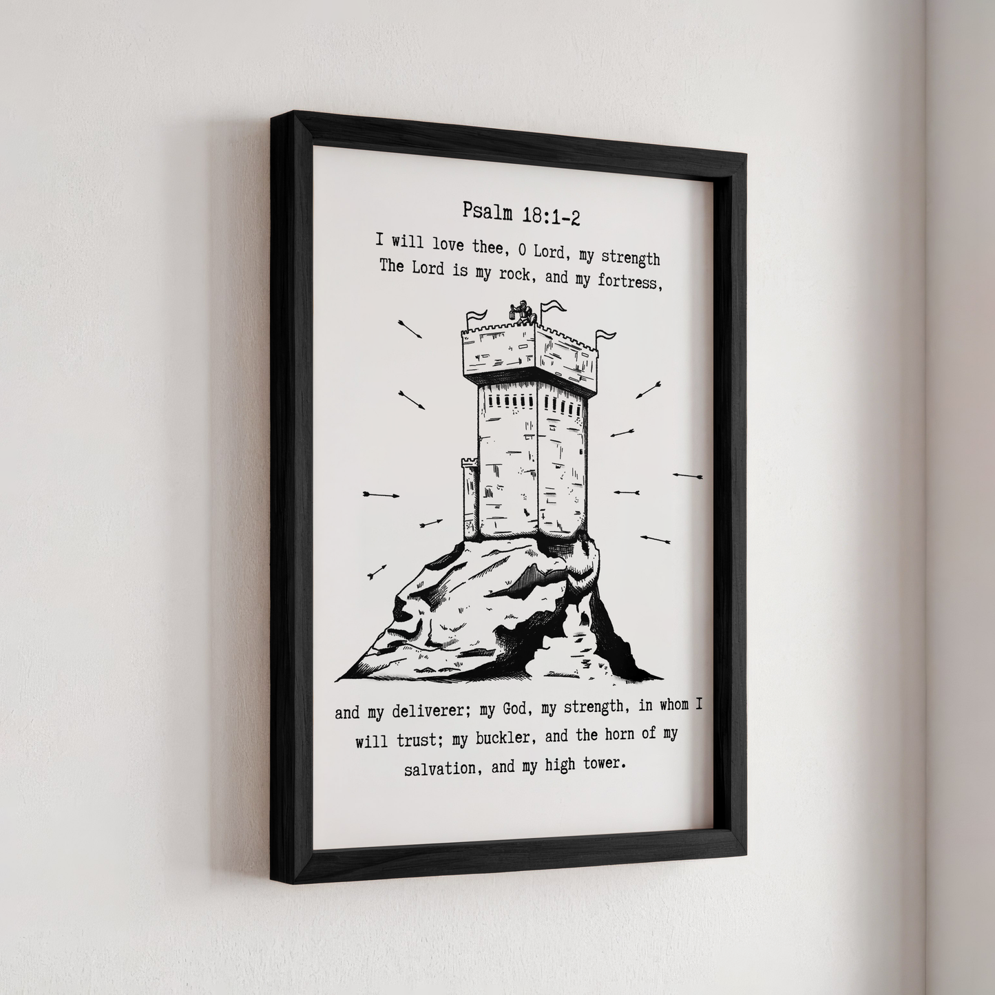 Psalm 18:1-2 Inspired Wall Art Fortress and Tower