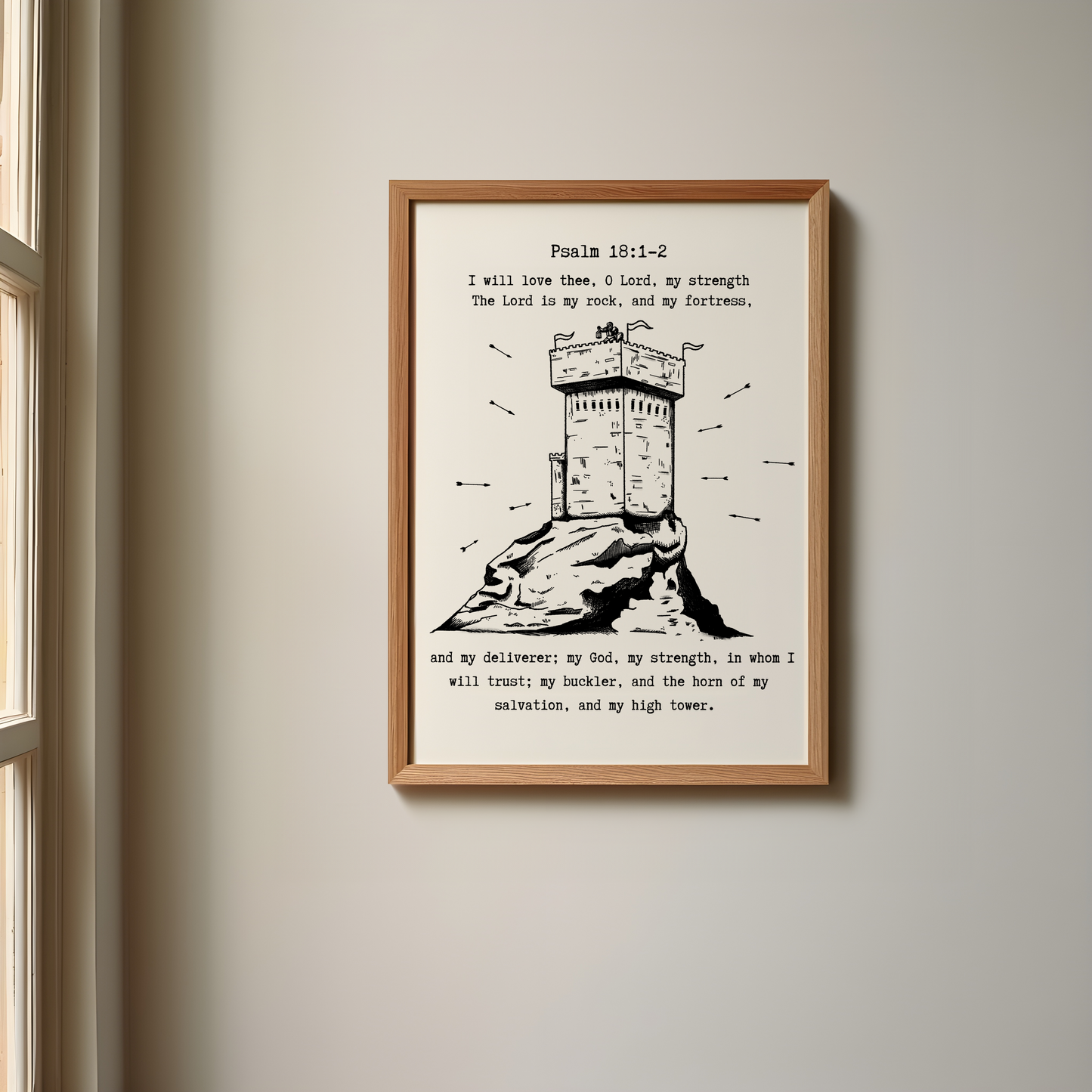 Psalm 18:1-2 Inspired Wall Art Fortress and Tower